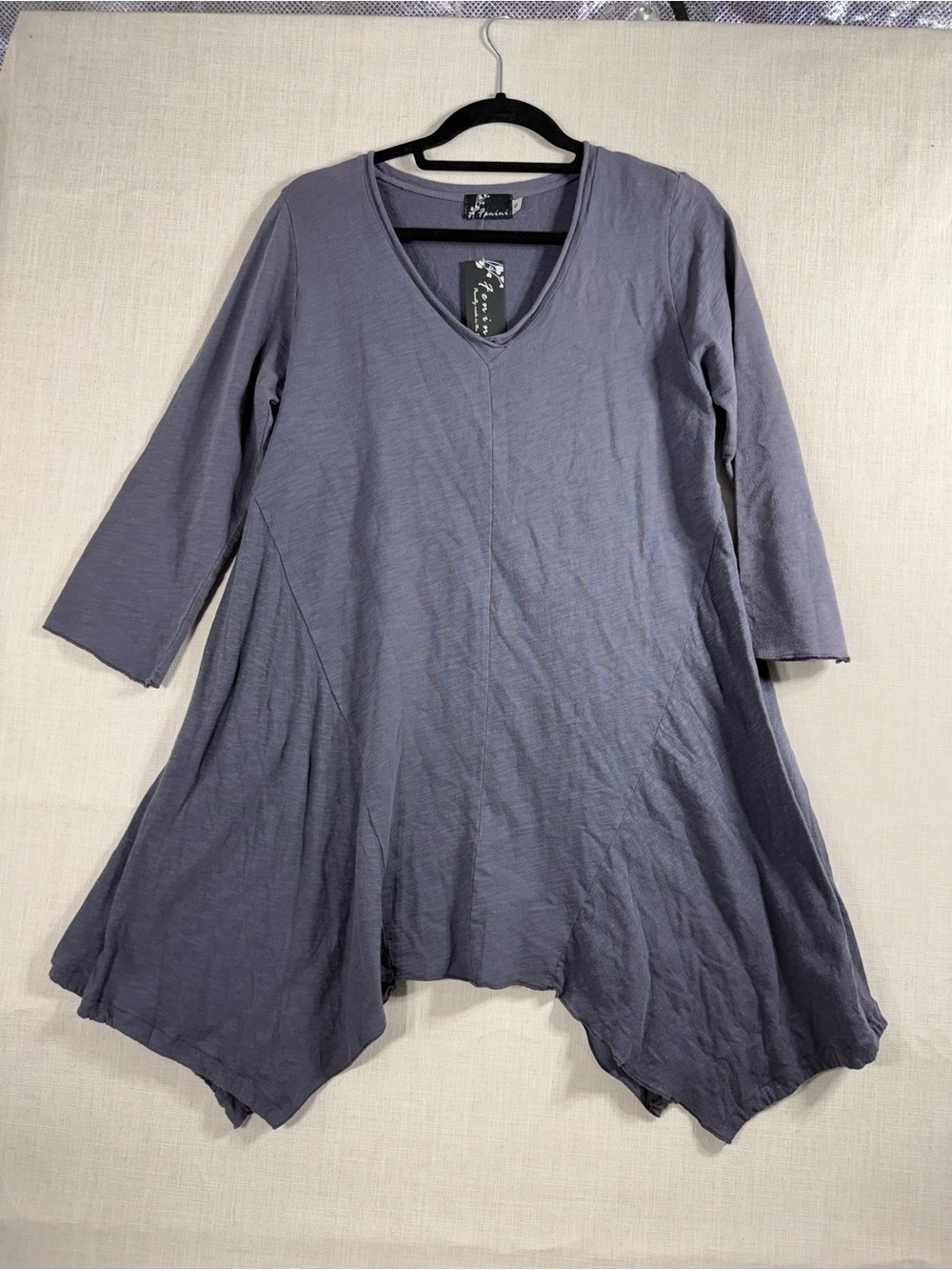 Women's V-Neck Flared Tunic in Slate Gray - Unbranded